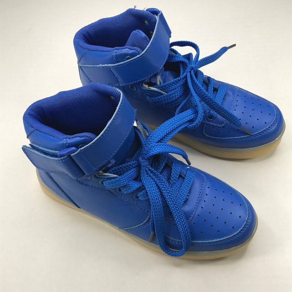 Hoverkicks Boy's High Top Light Up Sneakers Size 36 Blue Preowned